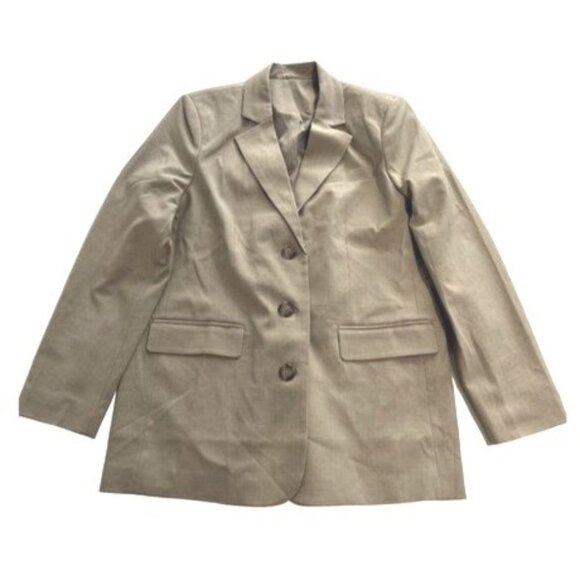 NA-KD Oversized Three Button Blazer in Melange Tan - Picture 1 of 5